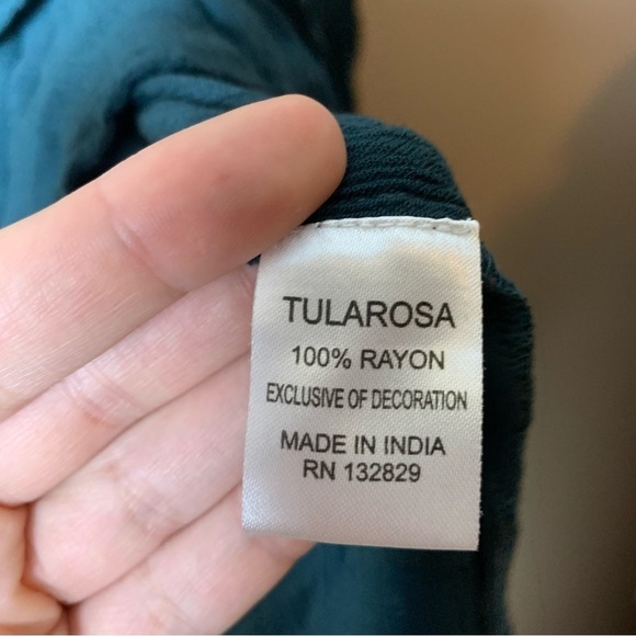 [Tularosa] Wyatt Dark Green Embroidered Long Sleeve Top - Picture 7 of 9